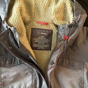 L.L. Bean Charcoal Jacket with Cream Sherpa Lining